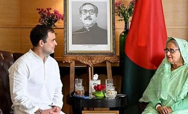 Congress MP Rahul Gandhi meets Bangladesh PM Sheikh Hasina in Delhi Congress MP Rahul Gandhi with Bangladesh PM Sheikh Hasina