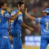 In picture: From left to right : Yusuf Pathan, Irfan Pathan and Sachin Tendulkar celebrating during the match
