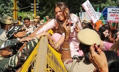 Delhi BJP leaders hold protest outside AAP HQ against Gopal Italia Delhi BJP, protest, Italia