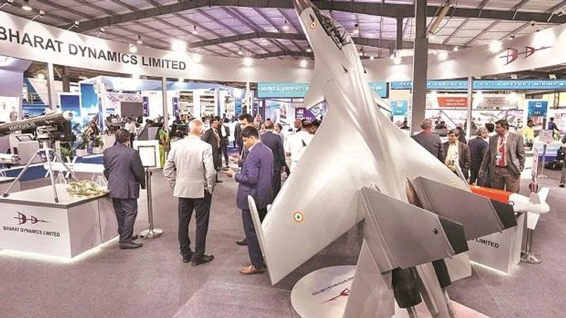 Defence Expo 2022 An exhibit of Su 30 MK-I fighter aircraft at the Bharat Dynamics Limited (BDL) pavillion during the 12th edition of DefExpo, in Gandhinagar on Tuesday