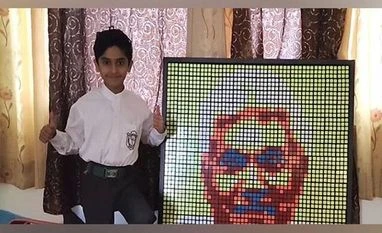 Srinagar's 7-yrs-old mosaic artist wins gold in National Cube Championship Muhammad Ashar Chasti (Photo: ANI)