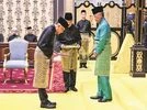 Malaysia, Sultan Abdullah Sultan Ahmad Shah, Anwar Ibrahim Malaysia’s King Sultan Abdullah Sultan Ahmad Shah (right) and Malaysia’s newly appointed Prime Minister Anwar Ibrahim (left) during the swearing-in ceremony at the National Palace in Kuala Lumpur on Thursday Photo: reuters