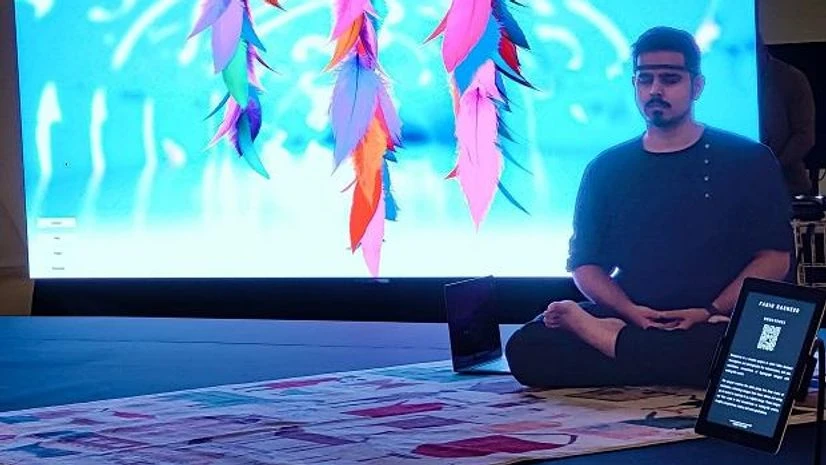 Fabin Rasheed Fabin Rasheed with “The Dreamcatcher” at the Museum of the Future in Dubai. Photo: Courtesy Fabin Rasheed