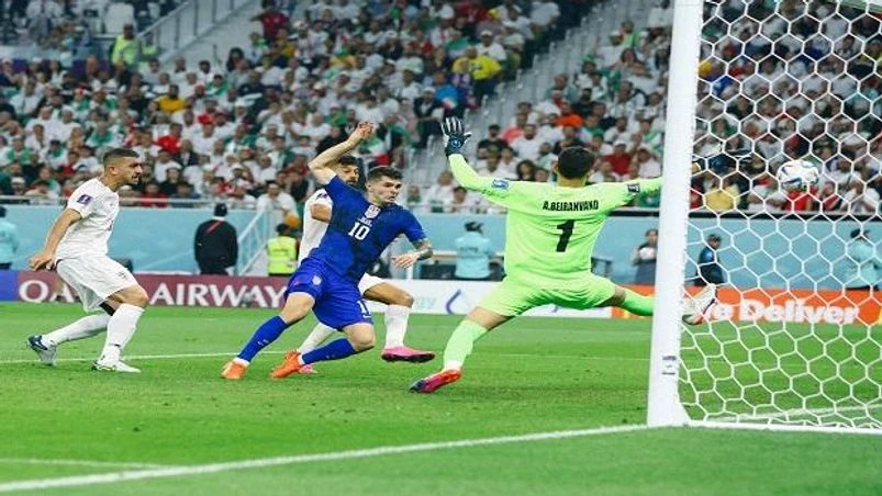 USA footballer Christian Pulisic USA footballer Christian Pulisic scores against Iran in Fifa World Cup 2022. Photo: @USMNT