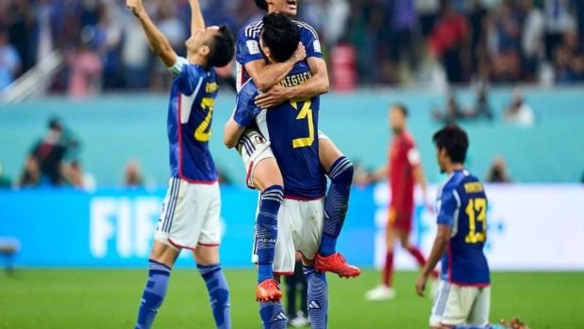 Japan Football Team Japan Football Team celebrates after beating Spain 2-1 and moving to Round of 16 at Fifa World Cup Qatar. Photo: @FIFAWorldCup