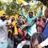 AAP supporters celebrate party's win in MCD polls