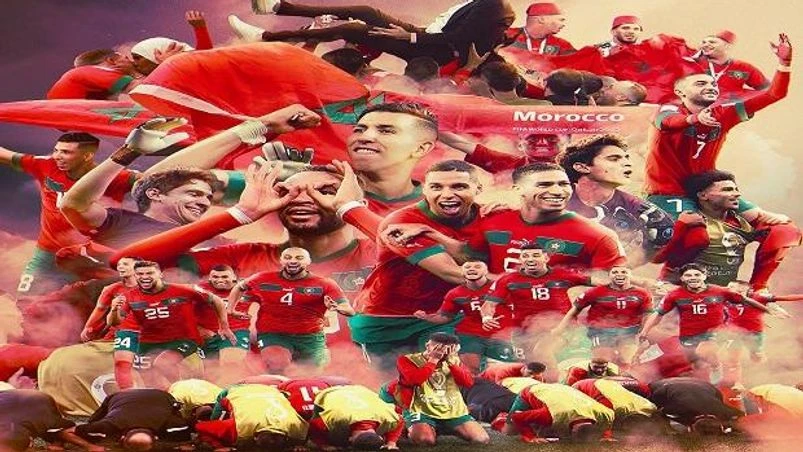 Morocco Football Team Morocco Football team after they win against Portugal in Quarterfinal of the Fifa World Ciup 2022. Photo: @FIFAWorldCup
