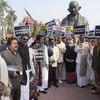 Congress MPs Sonia Gandhi, P Chidambaram, KC Venugopal, DMK's TR Baalu and other members stage a protest near the Gandhi Statue demanding discussion on national security and Indo-China border dispute issue during the Winter Session of Parliament