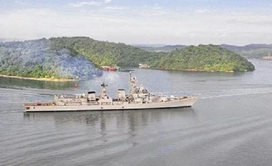 Indian naval ship INS Delhi arrives in Sri Lanka's port city of Trincomalee Indian naval ship INS Delhi