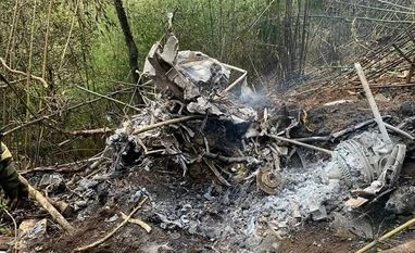 Two pilots die after Army's Cheetah helicopter crashes in Arunachal Pradesh Wreckage