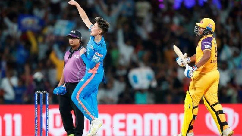 Issy Wong, wpl 2023 Issy Wong took the first ever hat-trick in history of WPL 2023 against UP Warriorz. Photo: Sportzpics