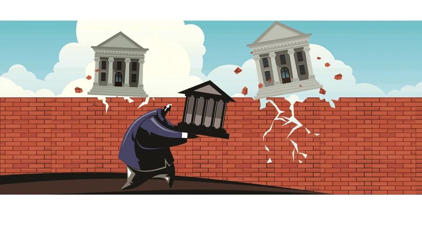 Banks, Bank collapse, financial crisis Illustration: Binay Sinha