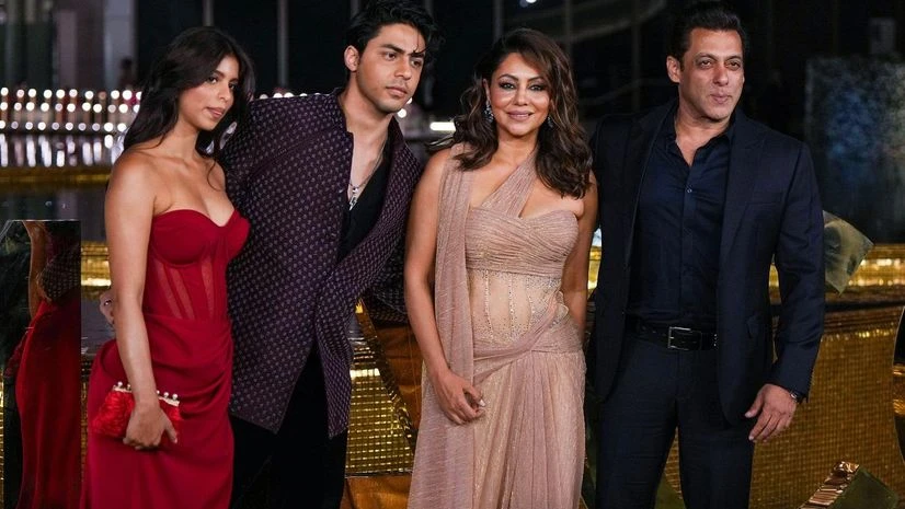 Mumbai: Film producer and fashion designer Gauri Khan with daughter Suhana Khan, son Aryan Khan and Bollywood actor Salman Khan during the inauguration of Nita Mukesh Ambani Cultural Centre, in Mumbai, Friday, March 31, 2023. (PTI Photo/Shashank Para Mumbai: Film producer and fashion designer Gauri Khan with daughter Suhana Khan, son Aryan Khan and Bollywood actor Salman Khan during the inauguration of Nita Mukesh Ambani Cultural Centre, in Mumbai, Friday, March 31, 2023. (PTI Photo/Shashank Para