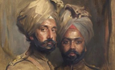 The painting of two World War I Indian soldiers placed under an export bar by the UK government this week, in London The painting of two World War I Indian soldiers placed under an export bar by the UK government this week, in London