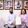 Indian Youth Congress president Srinivas BV with former Assam Youth Congress chief Angkita Dutta