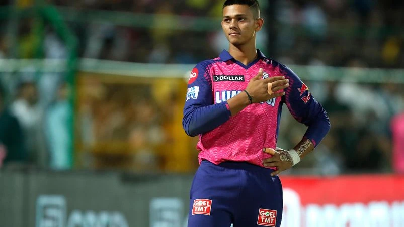 IPL 2023 Yashaswi Jaiswal of Rajasthan Royals during match 37 of the Tata Indian Premier League between the Rajasthan Royals and the Chennai Super Kings held at the Sawai Mansingh Stadium, Jaipur on the 27th April 2023 Photo by: SPORTZPICS for IPL