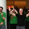 Tim Cook greets customers during the opening of the new Apple Saket store in New Delhi