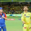 David Warner of Delhi Capitals and MS Dhoni of Chennai Super Kings at toss during match 55 of the Tata Indian Premier League between CSK and DC held at the MA Chidambaram Stadium, Chennai on the 10th May 2023  Photo: Sportzpics