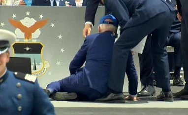 Biden falls Biden falls