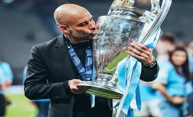 Pep Guardiola, Manchester City Pep Guardiola, Manchester City manager celebrates with the UEFA Champions League 2022-23 trophy. Photo: Twitter
