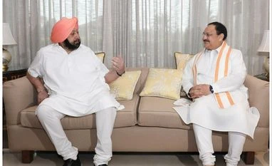 BJP chief J P Nadda meets Amarinder Singh and his family in Mohali Nadda, Amarinder Singh