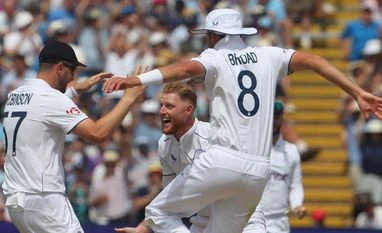 Ashes 2023 England celebrate a wicket on Day 4 of the first Ashes Test at Edgbaston. Photo: England Cricket