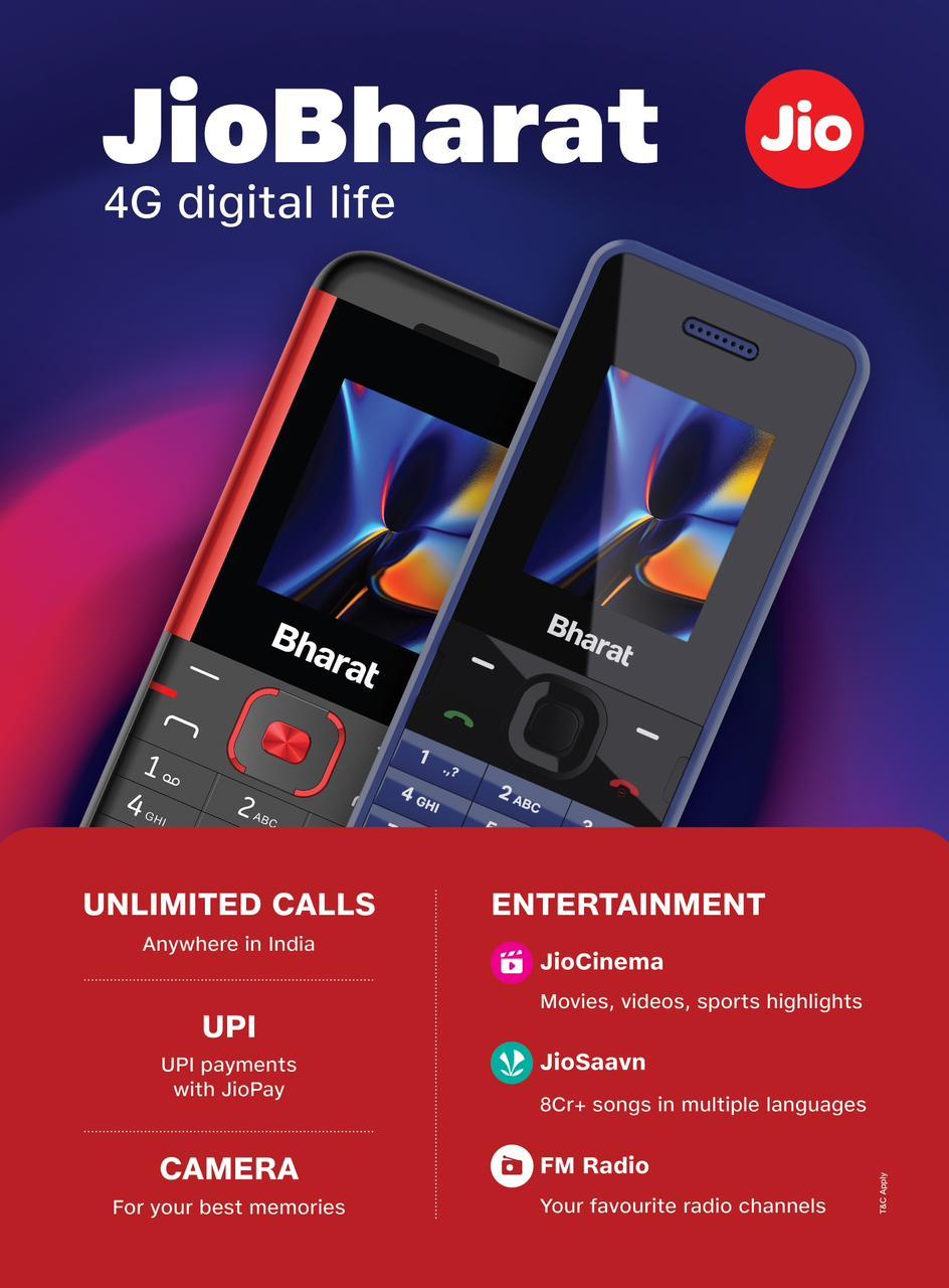 Reliance Jio launches entry-level UPI, 4G-enabled JioBharat phone at Rs 999