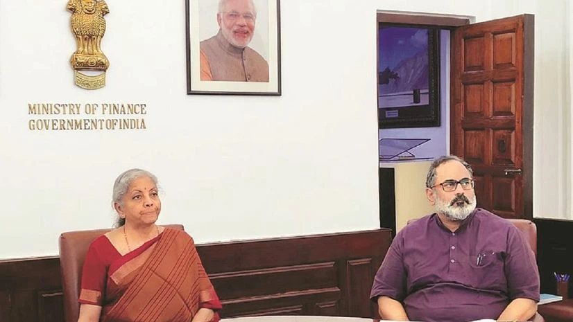 Nirmala Sitharaman (left) and Rajeev Chandrashekhar Nirmala Sitharaman (left) and Rajeev Chandrashekhar
