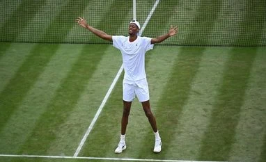 Christopher Eubanks Christopher Eubanks of the USA celebrates after reaching the last eight at Wimbledon 2023. Photo: Wimbledon