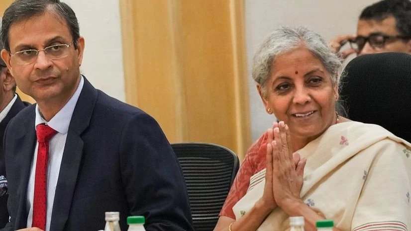 Finance Minister Nirmala Sitharaman with Revenue Secretary Sanjay Malhotra during the 50th Goods and Services Tax (GST) Council Meeting at Vigyan Bhawan, in New Delhi. Photo: PTI Finance Minister Nirmala Sitharaman with Revenue Secretary Sanjay Malhotra during the 50th Goods and Services Tax (GST) Council Meeting at Vigyan Bhawan, in New Delhi. Photo: PTI