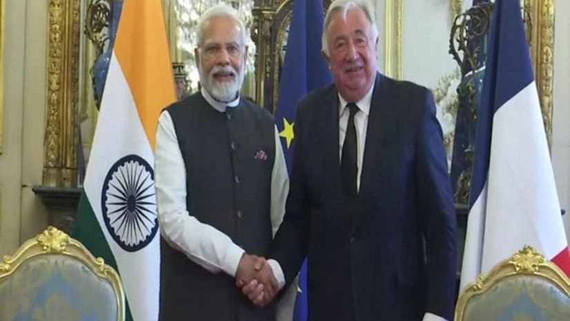 PM Modi meets President of French Senate Gerard Larcher PM Modi meets President of French Senate Gerard Larcher
