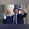Defence cooperation strong pillar of India-France relationship: PM Modi Indian Prime Minister Narendra Modi and French President Emmanuel Macron wave before their talks at the Elysee Palace in Paris, Friday, July 14, 2023. Photo: AP/PTI