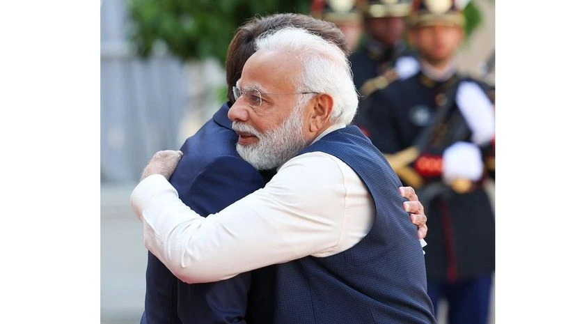 PM Modi and Emmanuel Macron PM Modi and Emmanuel Macron