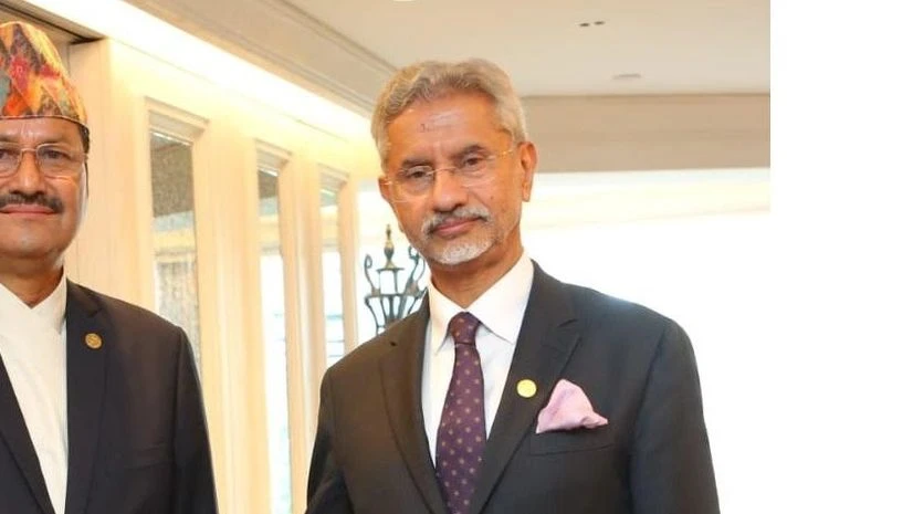 EAM Jaishankar with Nepal Foreign Minister Narayan Prakash Saud EAM Jaishankar with Nepal Foreign Minister Narayan Prakash Saud