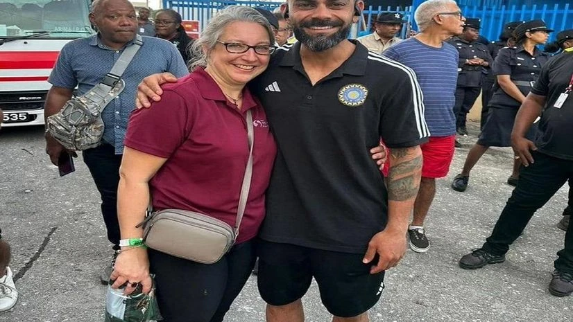 Virat Kohli Virat Kohli with Joshua Da Silva's mother. Photo: Twitter