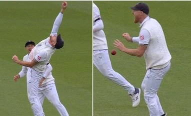 Ben Stokes dropped catch Ben Stokes dropped Steve Smith's catch in fifth Ashes Test at the Oval. Photo: Twitter
