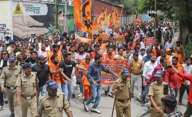 VHP holds demonstration against Haryana communal clashes in Noida Vishva Hindu Parishad, VHP, Bajrang Dal