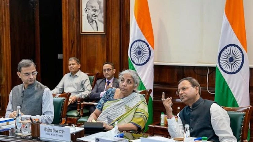 New Delhi: Union Finance Minister Nirmala Sitharaman with Union MoS for Finance Pankaj Chaudhary and Revenue Secretary Sanjay Malhotra during the 51st Goods and Services Tax (GST) Council Meeting, in New Delhi, Wednesday, Aug. 2, 2023. (PTI Photo) New Delhi: Union Finance Minister Nirmala Sitharaman with Union MoS for Finance Pankaj Chaudhary and Revenue Secretary Sanjay Malhotra during the 51st Goods and Services Tax (GST) Council Meeting, in New Delhi, Wednesday, Aug. 2, 2023. (PTI Photo)