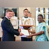 President Droupadi Murmu accepts credentials from Dr Oleksandr Polishchuk, Ambassador of Ukraine, at Rashtrapati Bhavan in New Delhi on Tuesday (Photo: ANI) President Droupadi Murmu accepts credentials from Dr Oleksandr Polishchuk, Ambassador of Ukraine, at Rashtrapati Bhavan in New Delhi on Tuesday (Photo: ANI)