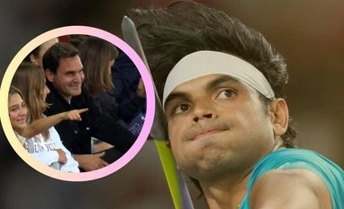 Roger Federer in attendance during Neeraj Chopra's event in Diamond League Neeraj Chopra and Roger Federer