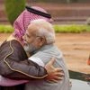 Prime Minister Narendra Modi welcomes Saudi Arabia's Crown Prince and Prime Minister Mohammed bin Salman bin Abdulaziz Al Saud for a ceremonial reception at the Rashtrapati Bhavan, in New Delhi, Monday, Sept. 11, 2023. (PTI Photo/Atul Yadav)