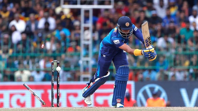 Dasun Shanaka Dasun Shanaka of Sri Lanka bowled by Siraj during Sri Lanka innings where they were rolled over for 50. Photo: X
