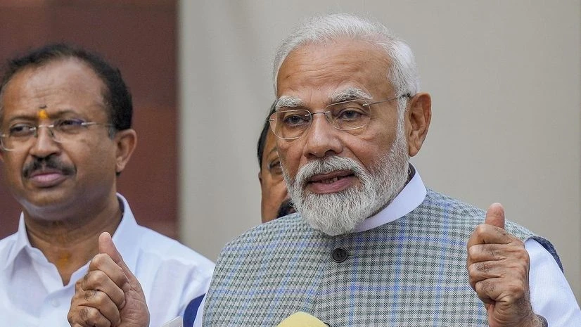 PM lauds men, women kabaddi teams as they bag gold medals at Asian Games | Asian Games News PM Modi addresses media on the first day of the special session of Parliament, in New Delhi, Monday, Sept. 18, 2023. (PTI Photo/Manvender Vashist Lav)
