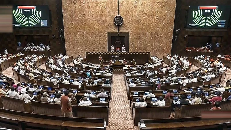 View of the Rajya Sabha during division for the passage of the Women's Reservation Bill in the special session of the Parliament View of the Rajya Sabha during division for the passage of the Women's Reservation Bill in the special session of the Parliament