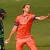 Bas de Leede picked 4/62 against Pakistan as the Netherlands bowled out the Men in Green for 286 in the second match of the ICC Odi World Cup 2023. Photo: X