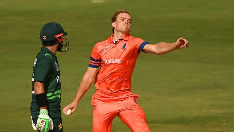 Bas de Leede Bas de Leede picked 4/62 against Pakistan as the Netherlands bowled out the Men in Green for 286 in the second match of the ICC Odi World Cup 2023. Photo: X