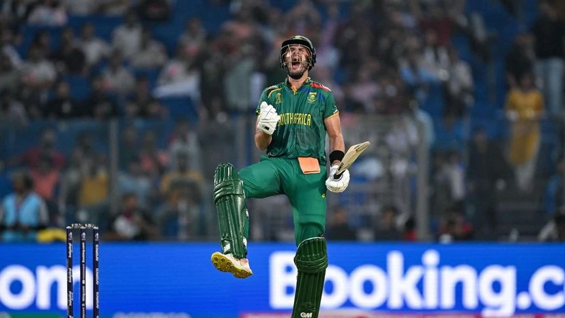 Aiden Markram Aiden Markram hit fastest ODI World Cup century as South Africa posted highest ODI World Cup total of 428/5 against Sri Lanka during ICC World Cup 2023 match at the Arun Jaitley Stadium in New Delhi on Saturday, October 7. Photo: ICC