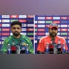 Babar Azam, Rohit Sharma Babar Azam, Rohit Sharma give their views on the role of dew in the India vs Pakistan match at the Nrendra Modi Stadium in Ahmedabad. Photo: ICC