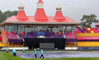 HPCA Dharamsala The HPCA Stadium in Dharamsala under covers during the South Africa vd Netherlands match in ICC World Cup 2023. Follow all updates from the game here. Photo: X
