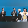 PM Narendra Modi with Aditya Birla Group Chairperson Kumar Mangalam Birla (left), Reliance Jio Chairperson Akash Ambani, and Union Minister Ashwini Vaishnaw (right) at the India Mobile Congress 2023, in New Delhi PM Narendra Modi with Aditya Birla Group Chairperson Kumar Mangalam Birla (left), Reliance Jio Chairperson Akash Ambani, and Union Minister Ashwini Vaishnaw (right) at the India Mobile Congress 2023, in New Delhi